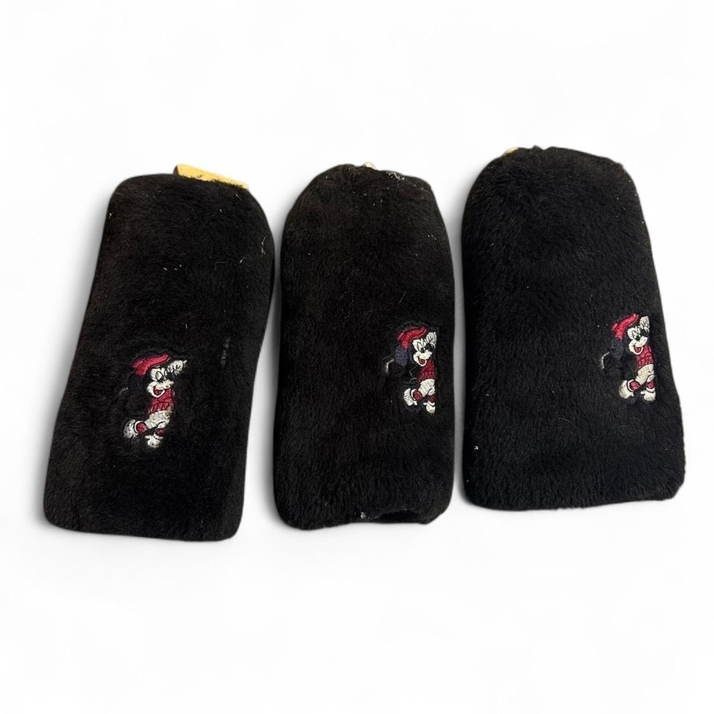 Vintage Black Mickey Mouse golf club headcovers with embroidered Mickey Mouse
